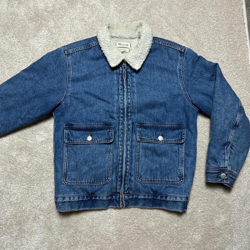 Madewell trucker bomber jacket, Sherpa lined